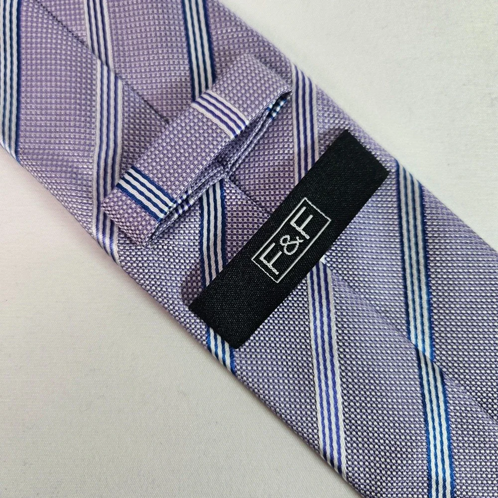 F&F Men Tie Purple Stripes 2.75